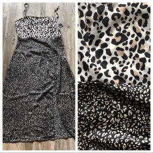 Animal print midi satin dress